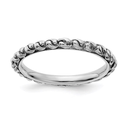 Sterling Silver Stackable Expr Polished Swirl Antiqued Eternity Ring | QSK2063 ,