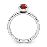 Sterling Silver Stackable Expressions Polished Red Agate Ring | QSK614 ,