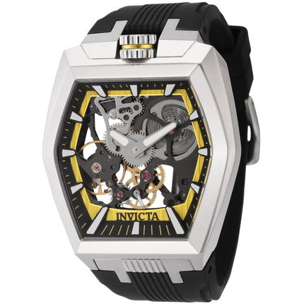 Invicta Men's Watch - Akula Mechanical Black and Yellow Skeleton Dial Strap | 44017 ,