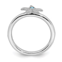 Sterling Silver Stackable Expressions Blue Topaz Starfish Ring | QSK1861 ,