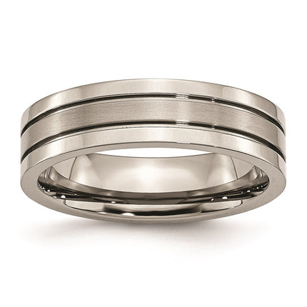 Titanium Grooved 6mm Brushed and Polished Band | TB59 ,
