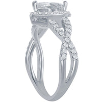 Classic Women's Intertwined Shank Heart CZ Ring - W-2848 ,