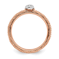 Sterling Silver Diamond Stackable Expressions Rose Gold Plated Ring | QSK1831 ,
