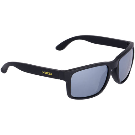 Invicta Unisex Sunglasses - Black TR90 Rectangular Frame Silver Lens | IEW052-01 ,