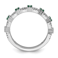 Sterling Silver Stackable Expressions Created Emerald & Diamond Ring | QSK2152 ,