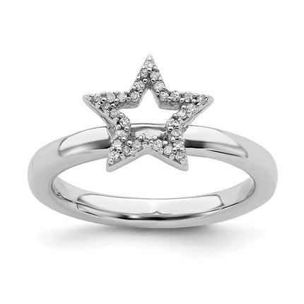 Sterling Silver Stackable Expressions Star Diamond Ring | QSK337 ,