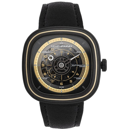 SevenFriday Unisex Watch - T-Series Automatic Skeleton Dial Black Strap | T2-06 ,