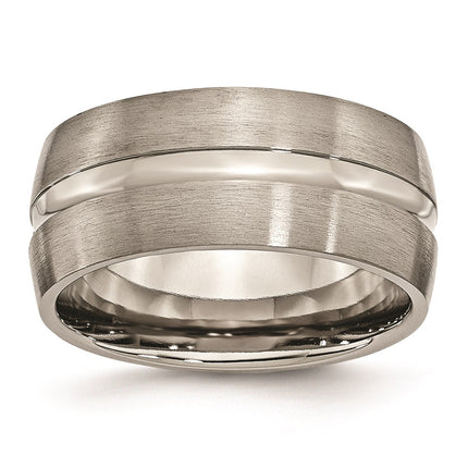 Titanium Grooved 10mm Brushed and Polished Band | TB52 ,
