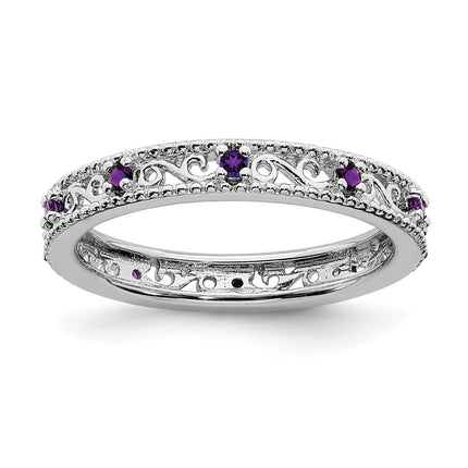 Sterling Silver Stackable Expressions Amethyst Ring | QSK1483 ,