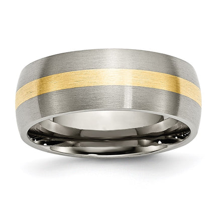 Titanium 14k Yellow Inlay 8mm Brushed Band | TB223 ,
