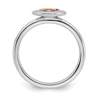 Sterling Silver Stackable Expressions 14k Rose Ribbon Pink Sapphire Ring | QSK1656 ,