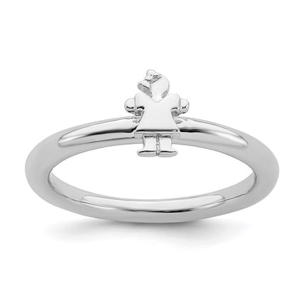 Sterling Silver Stackable Expressions Rhodium Girl Ring | QSK1936 ,