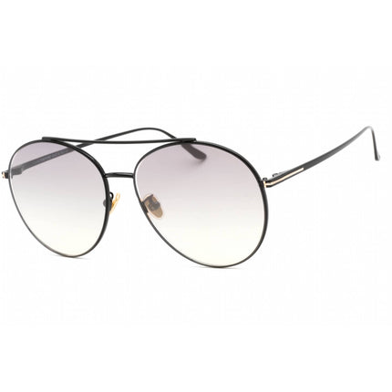 Tom Ford Women's Sunglasses - Shiny Black Metal Pilot Shape Frame | FT0757-D 01C ,