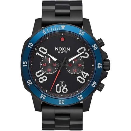 Nixon Men's Watch - Ranger Quartz Chronograph Black Dial Steel Bracelet | A549-602 ,