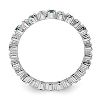 Sterling Silver Stackable Expressions Cr. Emerald & Diamond Ring | QSK536 ,