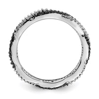 Sterling Silver Stackable Expressions Polished Black/White Dia Ring | QSK631 ,