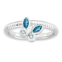 Sterling Silver Stackable Expressions Lt Blue/Sky Blue Topaz Butterfly Ring | QSK1460 ,