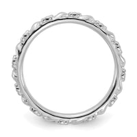 Sterling Silver Stackable Expressions Rhodium-plated Polished Flower Ring | QSK2058 ,