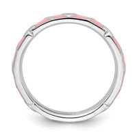 Sterling Silver Stackable Expressions Pink Enamel Heart Ring | QSK1518 ,