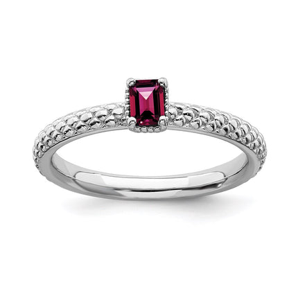 Sterling Silver Stackable Expressions Created Ruby Single Stone Ring | QSK1579 ,