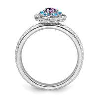 Sterling Silver Stackable Expressions Amethyst & Blue Topaz Stackable Ring | QSK858 ,