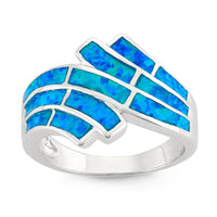 Sterling Silver Blue Inlay Opal Ring - W-9658 ,