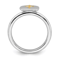 Sterling Silver & 14k Cross Stackable Expressions Diamond Ring | QSK1653 ,