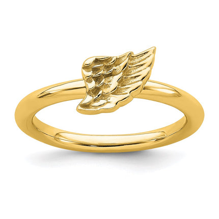 Sterling Silver Stackable Expressions Yellow-plated Angel Wing Ring | QSK1984 ,