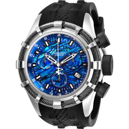 Invicta Men's Quartz Watch - Reserve Chronograph Blue Abalone Dial Black Strap | 26195 ,