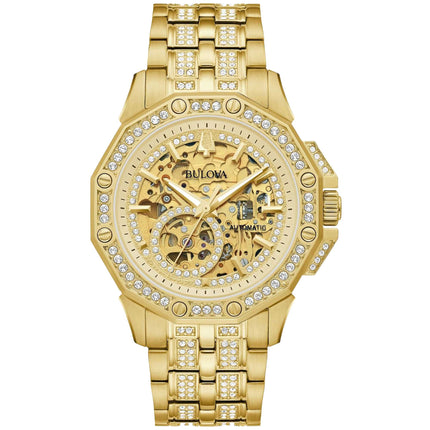 Bulova Men's Watch - Octava Automatic Crystal Gold Tone Dial Bracelet | 98A292 ,