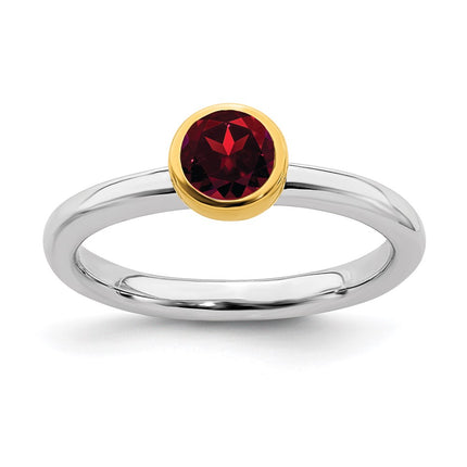 Sterling Silver Stackable Expressions w/Gold-plated Garnet Ring | QSK1875 ,