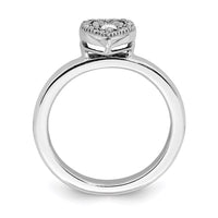 Sterling Silver Stackable Expressions Heart Diamond Ring | QSK331 ,