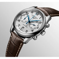 Longines Men's Watch - Master Chronograph Silver Dial Brown Leather Strap | L26294783 ,