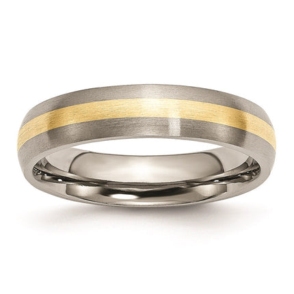 Titanium 14k Yellow Inlay 5mm Brushed Band | TB19 ,