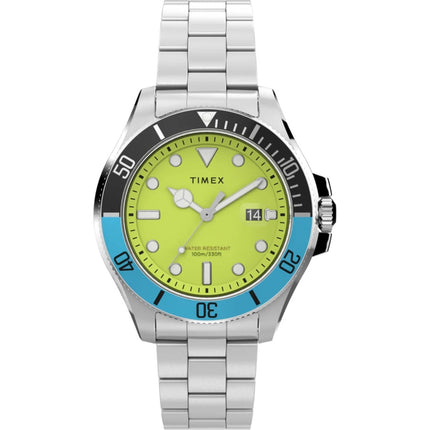 Timex Men's Watch - Harborside Coast Green Dial Silver Steel Bracelet | TW2V65300VQ ,