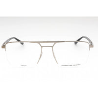 Porsche Men's Eyeglasses - Palladium Silver Metal Rectangular Half Rim Frame | P8398 B ,