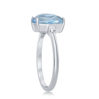Sterling Silver Four-Prong Checkered 3.85cttw Blue Topaz Ring - W-2147 ,