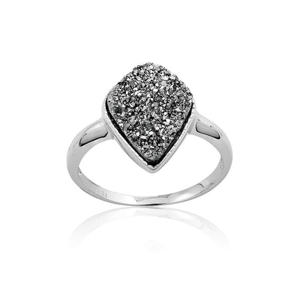 Sterling Silver Gray Druzy Ring - W-9750 ,