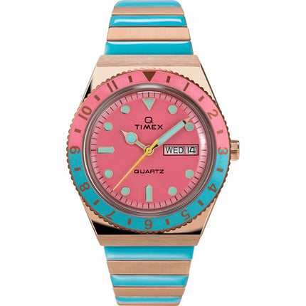 Timex Women's Watch - Q Timex Malibu Pink Dial Steel Expansion Band | TW2U81500VQ ,