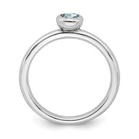 Sterling Silver Stackable Expressions Low 4mm Round Aquamarine Ring | QSK498 ,