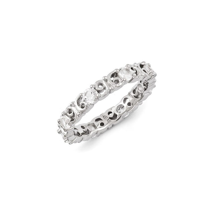 Sterling Silver Stackable Expressions Created White Sapphire Ring | QSK1229 ,
