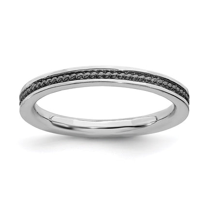 Sterling Silver Stackable Expressions Black-plated Channeled Ring | QSK1620 ,
