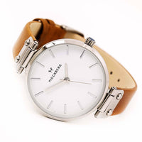 Mockberg MO1006 Women's Wera Brown Leather Strap Quartz White Dial Watch ,