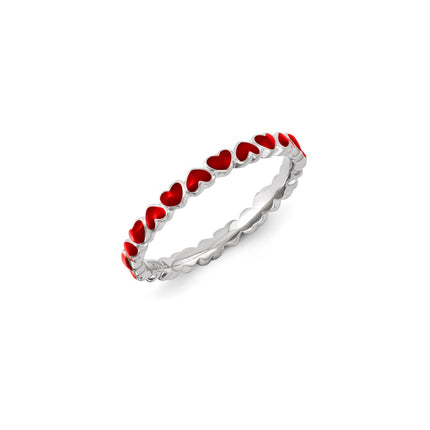 Sterling Silver Stackable Expressions Red Enameled Ring | QSK1143 ,