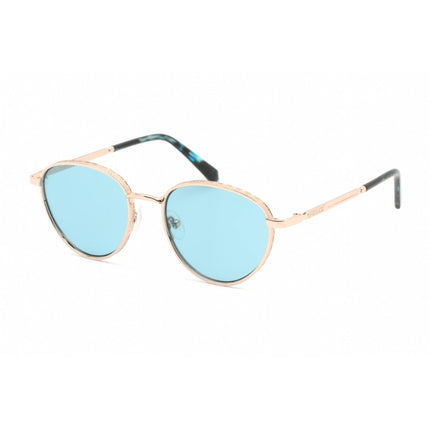 Guess Unisex Sunglasses - Gold Metal Oval Full Rim Frame Blue Lens | GU5205 32W ,