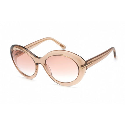 Tom Ford Women's Sunglasses - Shiny Light Brown Plastic Oval Shape Frame | FT0918 45T ,