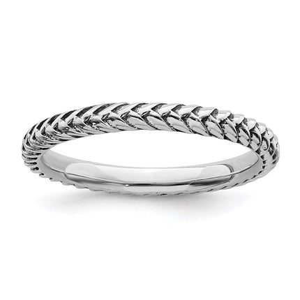 Sterling Silver Stackable Expressions Antiqued Ring | QSK801 ,