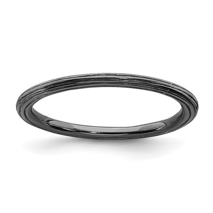 Sterling Silver Stackable Expressions Black-plated Step-down Ring | QSK185 ,