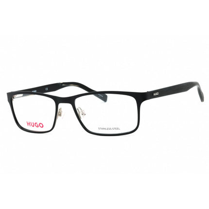 Hugo Men's Eyeglasses - Matte Black Metal Rectangular Full Rim Frame | HG 0151 0003 00 ,