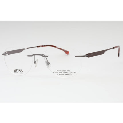 Hugo Boss Men's Eyeglasses - Matte Ruthenium Burgundy Oval Frame | BOSS 1265/B 0R3Z 00 ,